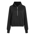 thumbnail image 4 of Womens Sweatshirts Half Zip Cropped Pullover Quarter Zipper Hoodies 2025 Fall Fashion Outfits Clothes (Black,M), 4 of 6