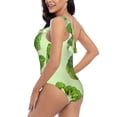 thumbnail image 4 of Gukieu Broccoli 3 Print One-shoulder Ruffled One-piece Swimsuit with Removable Chest Pads and Tummy-control Swimsuit for Women-Medium, 4 of 6