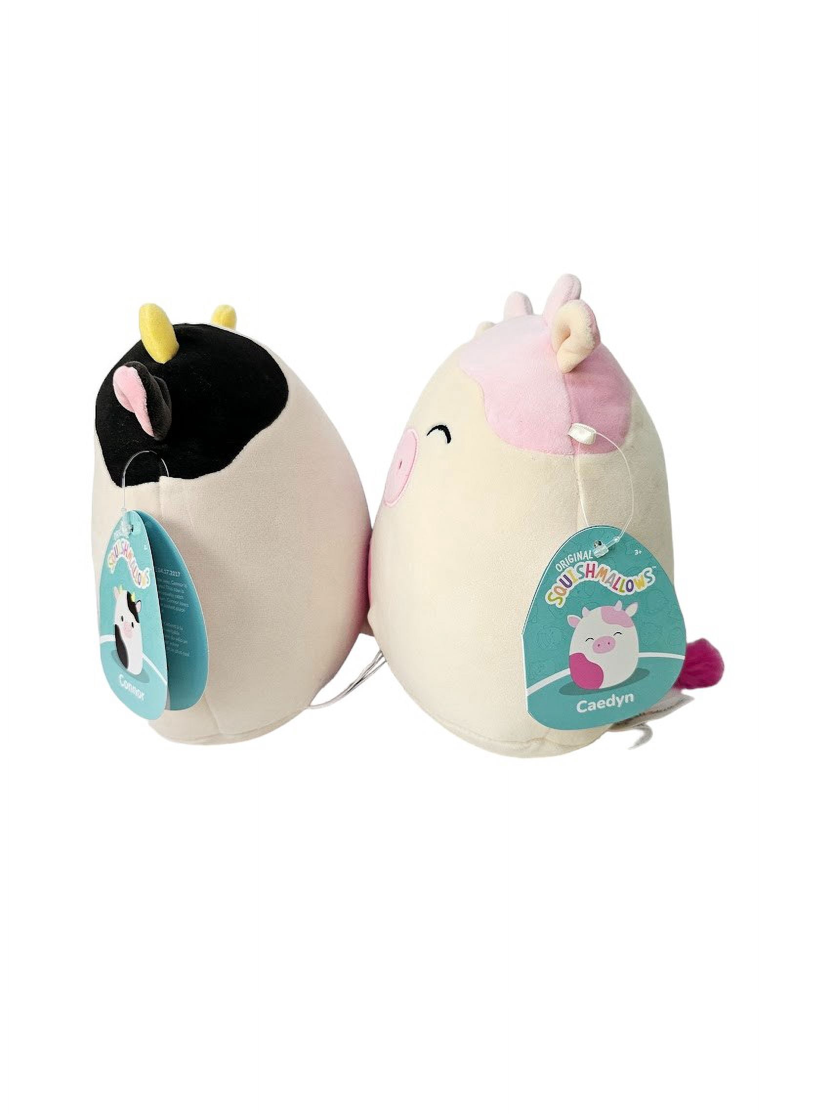 Squishmallows Official Kellytoys Plush 7.5 Inch Connor the Black and White Cow and Caedyn the Pink and White Cow Set Bundle Plush Stuffed Toys