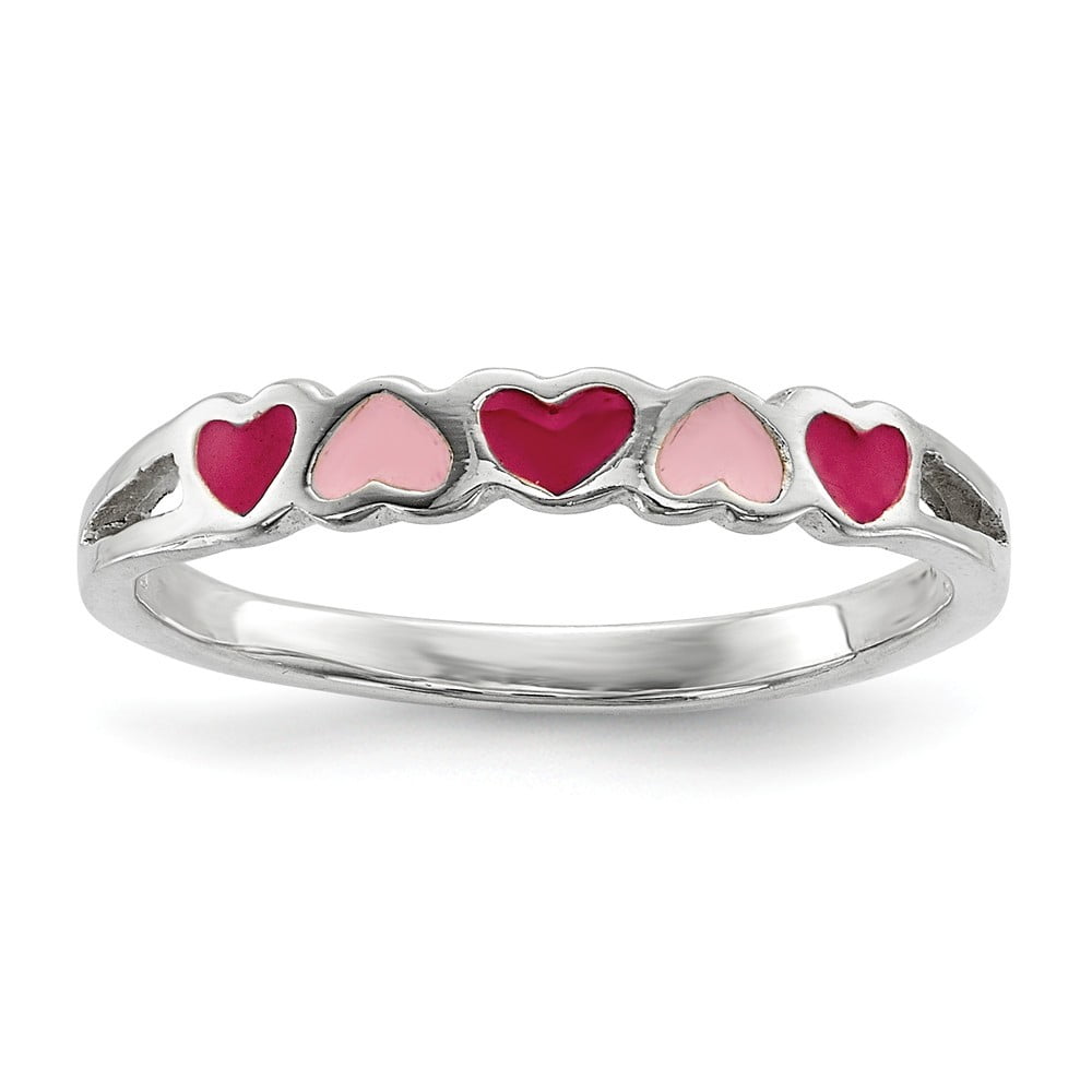 Jewelry 925 Sterling Silver for boys or girls Enameled Love Hearts