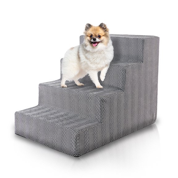 Precious Tails Herringbone High Density Foam 4-Step Pet Stairs for Dog/Cat