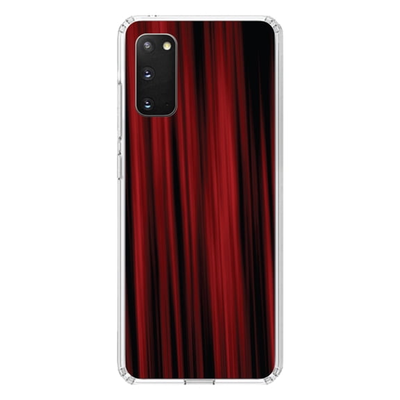 DistinctInk Clear Shockproof Hybrid Case for Galaxy S20 ULTRA / 5G (6.9" Screen) - TPU Bumper, Acrylic Back, Tempered Glass Screen Protector - Bright Red Curtains
