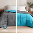 thumbnail image 3 of Bare Home 1800 Collection Reversible Down Alternative Comforter, All-Season, Queen, Gray/Aqua, 3 of 10