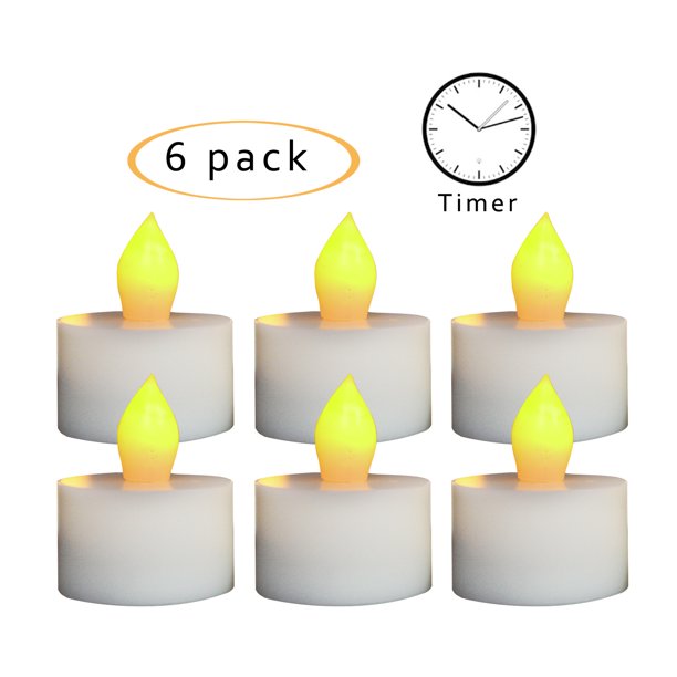 Flameless LED Battery Operated Tea Light Candles with Timer 1.5"(D)x1.9