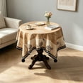 thumbnail image 3 of Round Tablecloth Coffee Table Cover Desktop Decor Bedroom Living Room Stain Resistant Decorative Cotton Linen Fabric Washable Dining Kitchen, 3 of 7