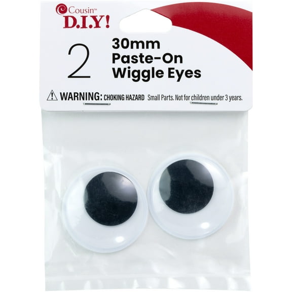 CousinDIY Paste-On Wiggle Eyes 30mm 2/Pkg-Black