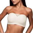 thumbnail image 6 of VISALY Strapless Push Up Bras for Women Push Up Bandeau Non-Slip Wireless No Underwire Seamless Padded Jelly Bra No Underwire Supportive Tube Top Seamless Braslettes Full Coverage Bras White S, 6 of 9
