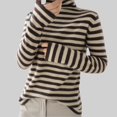 thumbnail image 2 of Womens Striped High Neck Shirts Fleece Long Sleeve Pullover Tops Fashion Cute Y2K Tight Tunic Shirt, 2 of 4