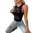 thumbnail image 5 of Women's Tennis Tanks Fashionable Solid Hollowed Out Sleeveless Top for Elegant Everyday Wear Black M, 5 of 5