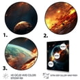 thumbnail image 3 of Designart "Saturn's Fiery Belt in Orbit" Astronomy & Space Canvas Wall Art - Global Black Planets Entryway Wall Art, 3 of 6