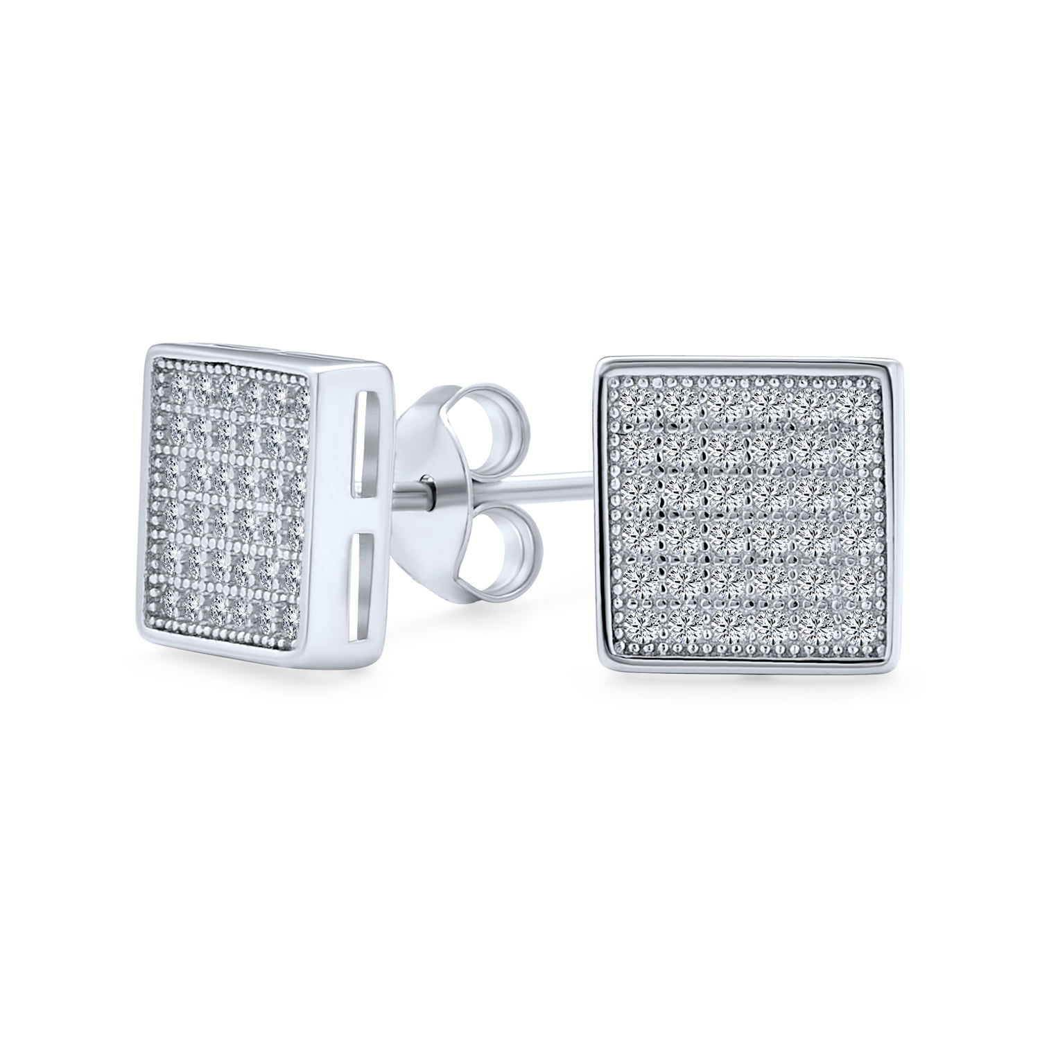 12 Carat tw Cubic Zirconia Square Shape Stud Earrings in 925 Sterling Silver Jewelry