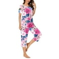 thumbnail image 4 of Tnhcen Women Short Sleeve Lounge Set Capri Pants with Pockets 2 Piece Loungewear S-3XL, 4 of 5