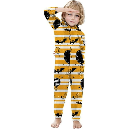 

EFGYYF Halloween Pajamas Family 2024 Cartoon Printed 4 Piece Family Set（kids) Matching Halloween Pajamas Yellow-Kids 3-4 Years
