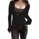 thumbnail image 2 of Top de Ballet Cruzado de Larga con Lazo Frontal para Mujer, Ideal para Entrenamiento, Pilates, Yoga y Salidas Negro M, 2 of 9