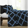 thumbnail image 2 of 3 Piece Luxury Two Tone Diamond Ruffle Pattern Comforter Set Super Soft All Season 800 Thread Count, 100% Egyptian Cotton, King/California King Size Medium Blue/Black Solid Color, 2 of 4
