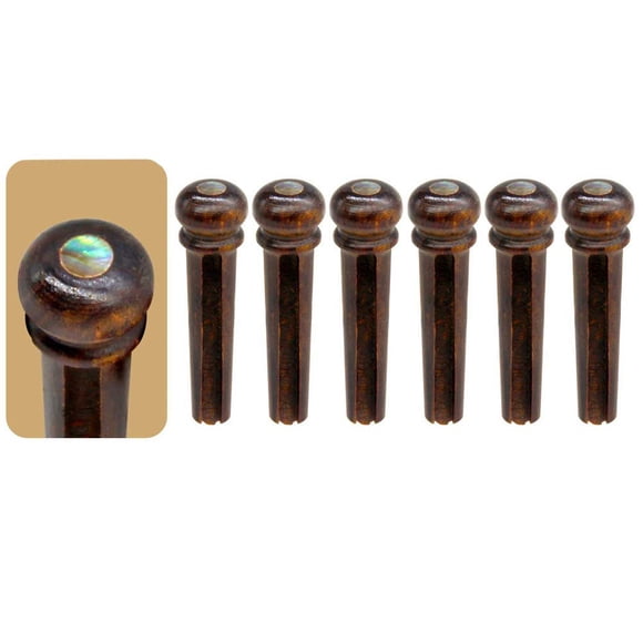 Chevilles de Guitare – Bois Cocobolo pour 6 et 12 Cordes Acoustiques – Petit Point d'Ormeau – Longueur 30 mm – Ajustement Précis de Remplacement – Bois Naturel