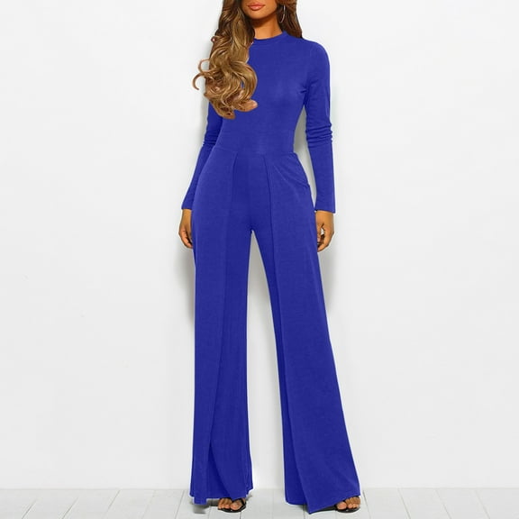 Jumpsuits For Women Casual Jumpsuits Loose Fit Belted Dressy Long Sleeve Crewneck Autumn Jumpsuit Long Wide Legs Formal Rompers off Shoulder Jumpsuit Women Pocket Mono Came Overalls Women Woman