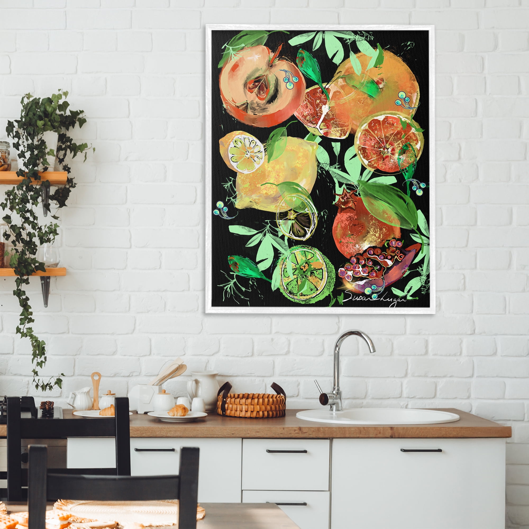 Stupell Industries Fruit Medley Combo White Framed Giclee Art, design by Susan Lugar