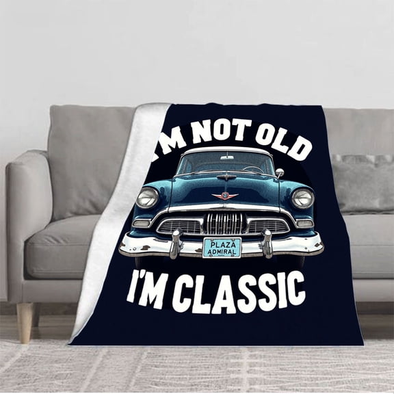 Durable Soft & Warm Flannel Blanket - Cozy Vintage Car Design Perfect for Sofa Travel Bed or Chair - Ideal for Classic Car Lovers