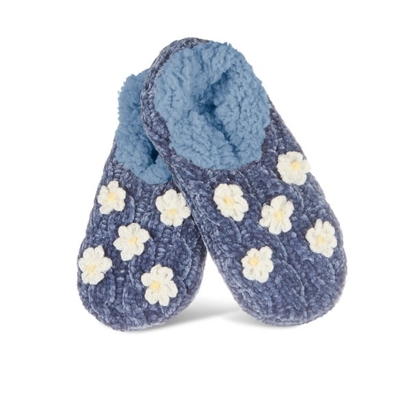 MeMoi Women's Cozy Daisies Chenille Sherpa Lined Slippers - Womens - Female