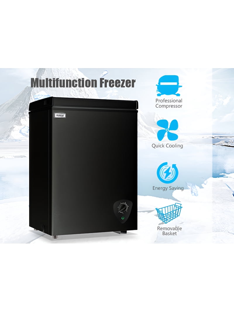 WANAI Chest Freezer, 3.5 cu.ft, Compact Freezer, Adjustable