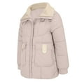 thumbnail image 5 of Breezora Womens Medium Length Puffer Jacket Winter Thickened Cotton Blend Coat With High End Texture L Size Khaki, 5 of 9