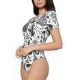 thumbnail image 2 of Daiia Fall Forest print Women's Crew Neck Short Sleeve Bodysuit Fashion Tops Fit Casual Basic Extender Bodysuit-Medium, 2 of 9