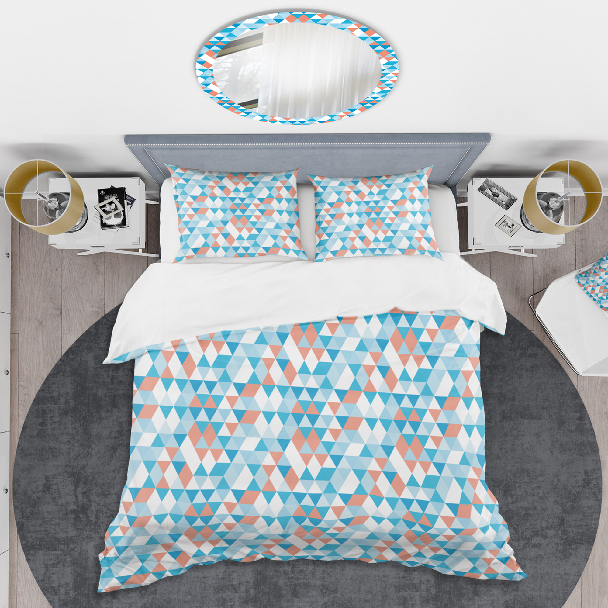 Designart 'Triangular Retro Design II' Mid-Century Modern Duvet Cover Set