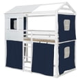 thumbnail image 6 of Newest Twin House Bed with Tent, Treehouse Style Solid Wood Frame with Guardrails, Blue, 6 of 13
