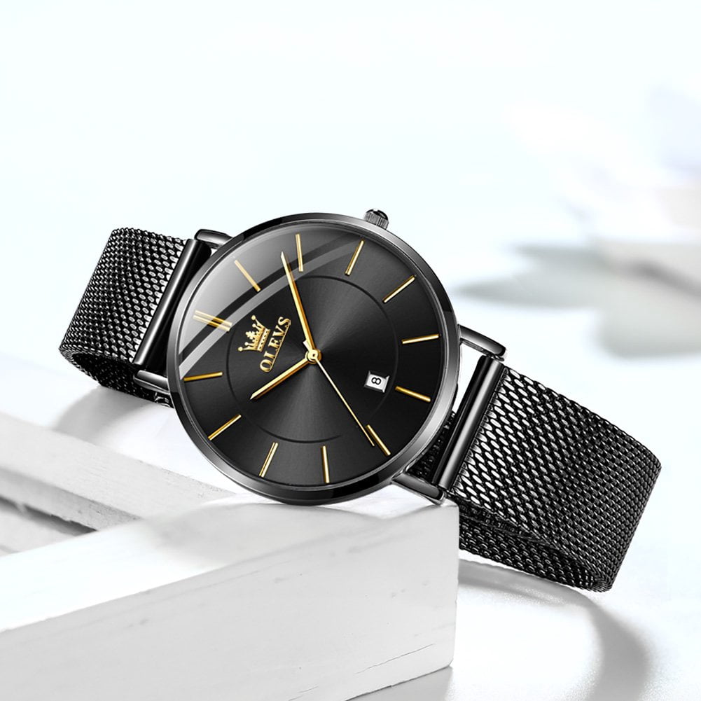 OLEVS Watches for Women Fashion Casual Analog Quartz Mesh Strap Date Ultra Thin Waterproof Luminous Ladies Wrist Watches Gifts Relojes para Mujer White/Black/Blue