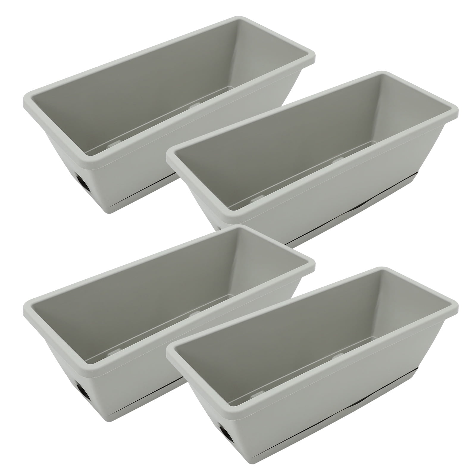 HERFIER 4 Sets of Window Box Planter Vegetable Flower Planter Box Rectangular Flower Pot with Saucer 16.51x6.68x5.97in