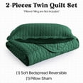 thumbnail image 4 of Ameha 3 Piece Quilt Set Chevron Bedspread Reversible Ultrasoft Microfiber Adult Bedding Emerald Green Color Queen, 4 of 10