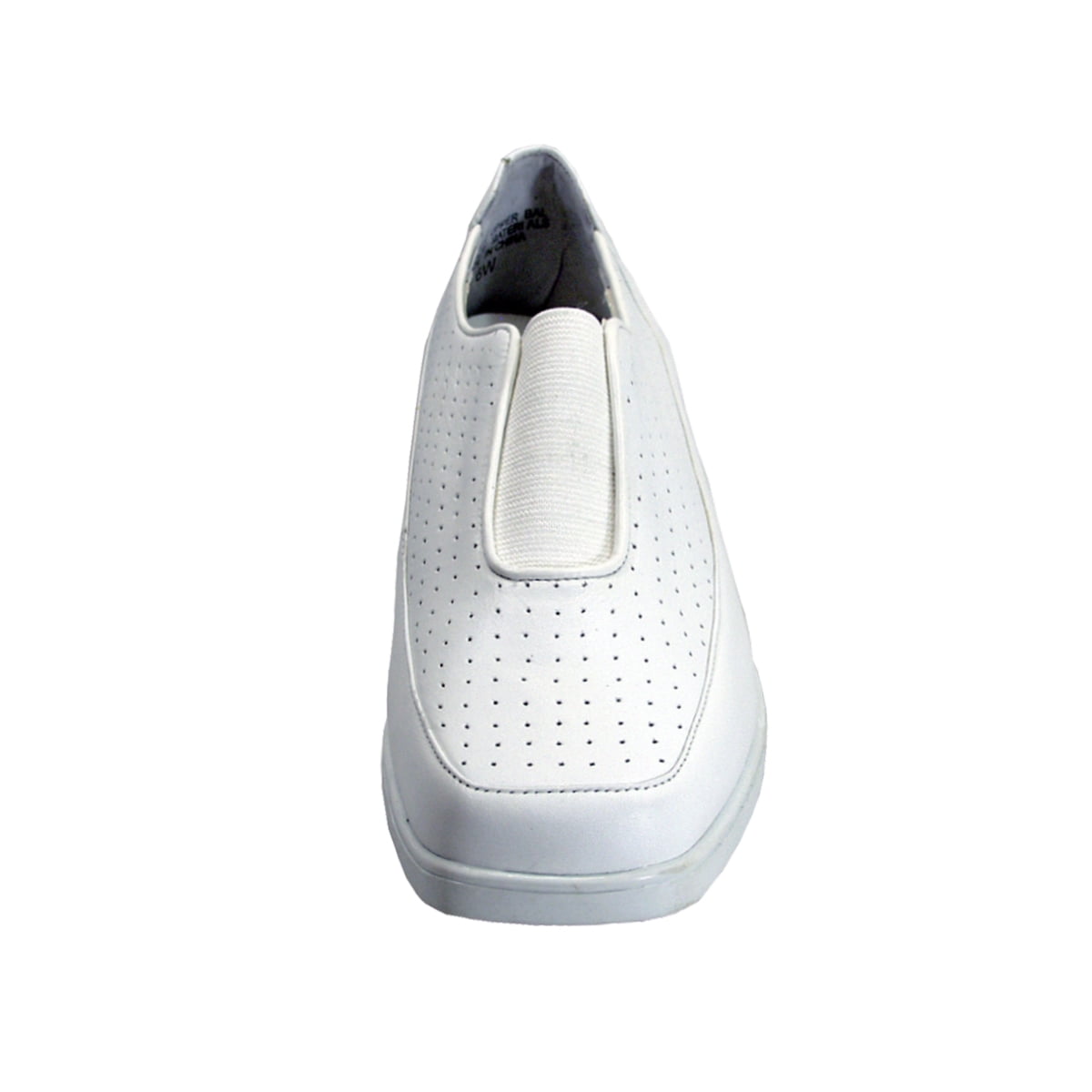 24 HOUR COMFORT Tatum Women's Wide Width Leather Slip-On Shoes WHITE 8.5