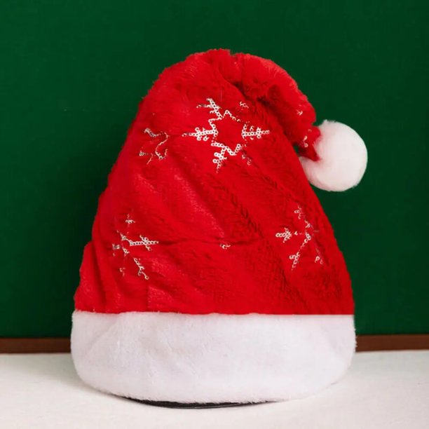 Gorro de Navidad de felpa para mujer, gorro de Navidad con costuras rojas y verdes, decoraciones navideñas para adultos y niños, gorros de invierno, regalo de Papá Noel para el hogar