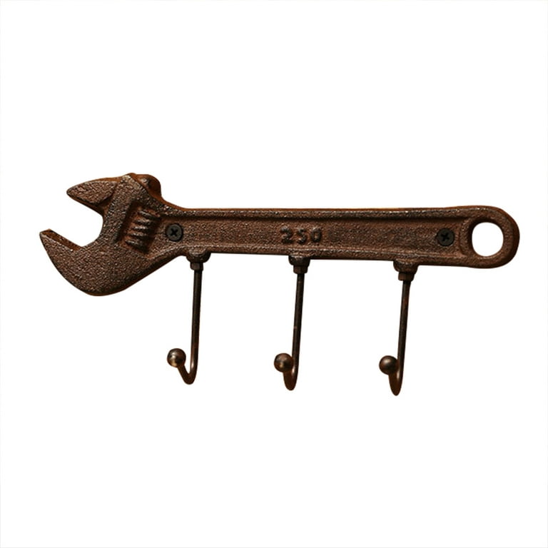 Rustic Cast Iron Wall Hooks Decorative Metal Hanger Hammer Spanner Style  Wall Mounted Coat Key Hook Towel Rack for Home Living Room 