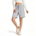 thumbnail image 6 of Womens Athletic Shorts, Audhol Women's Solid Color Comfortable Loose Cotton Shorts Casual Pants Drawstring Sports Pants Sweat Shorts Women Grey S, 6 of 8