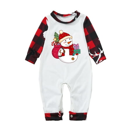 

Honeeladyy Christmas Parent-Child Outfit Baby Printed Family Matching Pajamas Crawl Red Sales