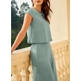 thumbnail image 4 of SHEWIN Outfits Sets for Women Textured Matching Set Sweatsuit Summer Crew Neck Cap Sleeve Tops Wide Leg Pants Basic Outfits, 4 of 9
