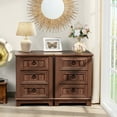 thumbnail image 3 of LELELINKY Rustic Wood Night Stand with 3 Drawers for Bedroom, Vintage Bedside Table Small Dresser Chest of Drawers for Living Room, Brown, 3 of 8
