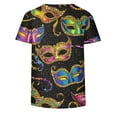 thumbnail image 4 of Mifsaly Mardi Gras T Shirts for Women Glitter Mask Print Short Sleeve Shirts Colorful Festival Party Tops Carnival Casual Loose Fit T-Shirts Spring Summer Outfits XL, 4 of 6