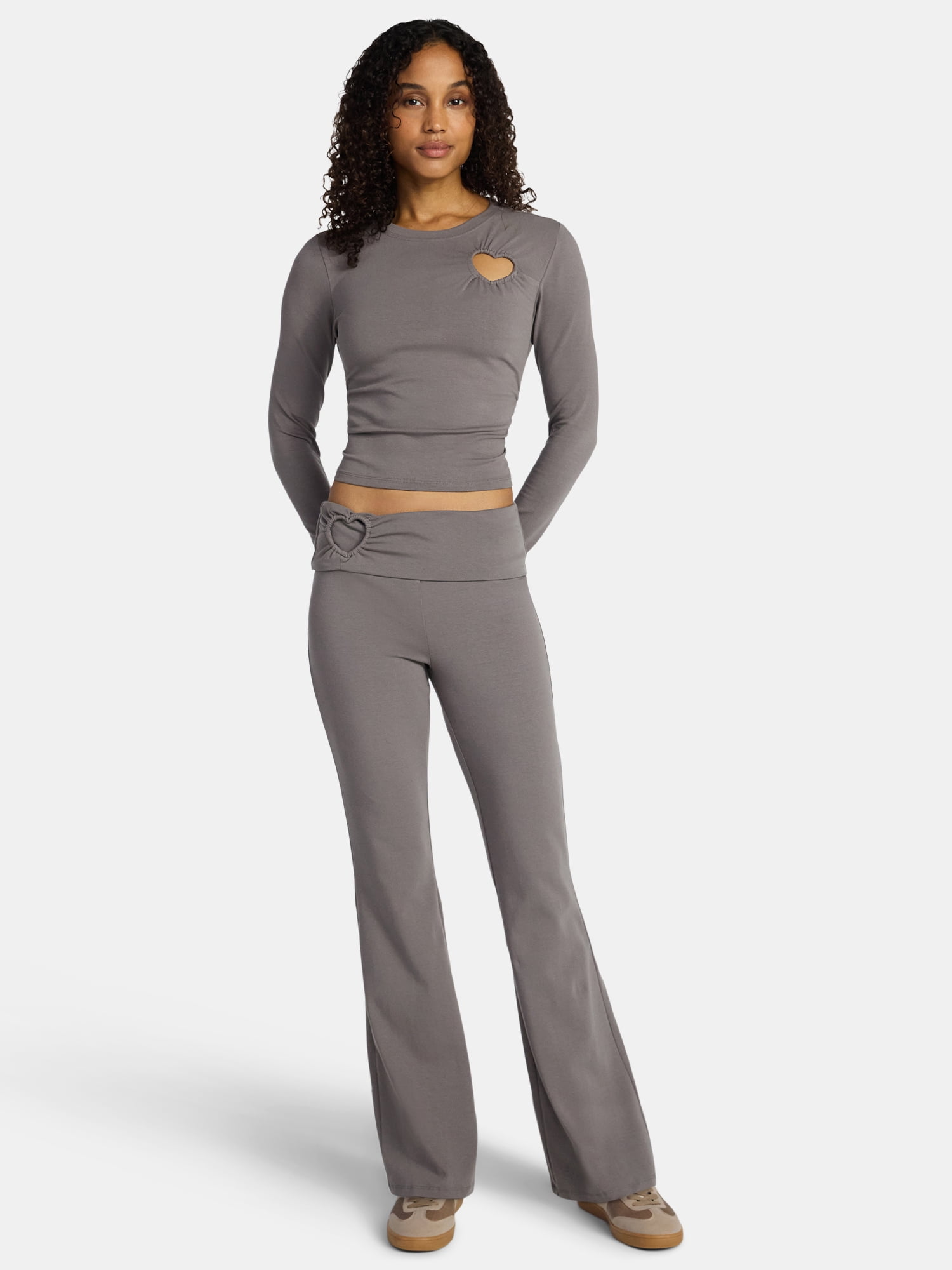 Madden NYC Women’s Heart Top with Long Sleeves, Sizes XXS-XXL