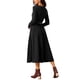 thumbnail image 3 of VESTIDO MIDI CASUAL DE MUJER INSPIRE CHIC CON MANGA LARGA Y CINTURÓN, VESTIDOS FLUIDOS DE OTOÑO, L NEGRO, 3 of 6
