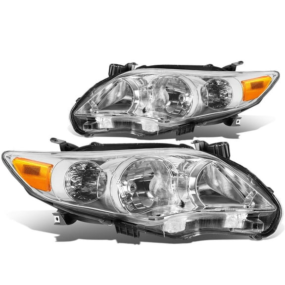 DNA Motoring For 11-13 Toyota Corolla JDM Chrome Amber Corner Headlight Lamps Pair Replacement