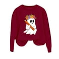 thumbnail image 2 of Funny Halloween Sweatshirts for Women Long Sleeve Crewneck Cute Ghost Skeleton Pumpkin Graphic Sweatshirt Pullover Top, 2 of 4