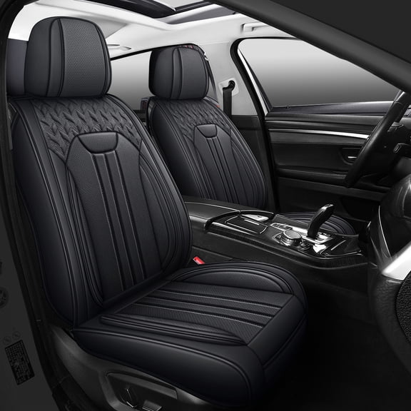 LINGVIDO Gray Car Seat Cover - Front Set Interior Coverage with Leather Seat Covers for Cars, Trucks & SUVs - Automotive Seat Covers & Accessories.,(TIANZHU 01)