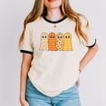 thumbnail image 5 of Four Ghosts Checkered Quilted Printed - Womens Ringer Tee, 5 of 5