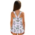 thumbnail image 5 of COEQINE Girls One Piece Tankini Swimsuit with Full Coverage Skirt and Inner Brief, Soft Scoop Neck Swimwear, Secure Fit Comfortable Bathing Suit for 10-11 Years, Koala Leaf Violet, 5 of 8
