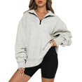 thumbnail image 3 of Sudadera con media cremallera, sudadera holgada con media cremallera y canalé para mujer Sudadera con media cremallera Rendimiento potente, 3 of 6