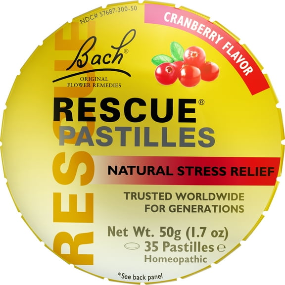 Bach Rescue Stress Relief Homeopathic Pastilles, Cranberry, 1.7 Oz