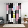 thumbnail image 5 of Aofoto Pink and Black Blackout Curtains, Gray White Girls Abstract Geometric Preppy Art Kids Adults Living Room Bedroom Window Drapes, 52" W x 84" L, 2 Panels, 5 of 6